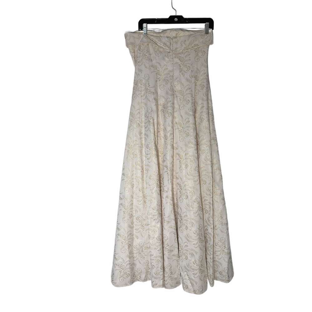 Night Way Collection Strapless Long Dress Gown Cream Gold Shimmer Prom Galla USA - Picture 5 of 9
